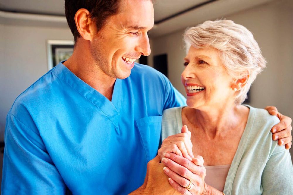 A US Wound nurse practitioner caring for a patient at home